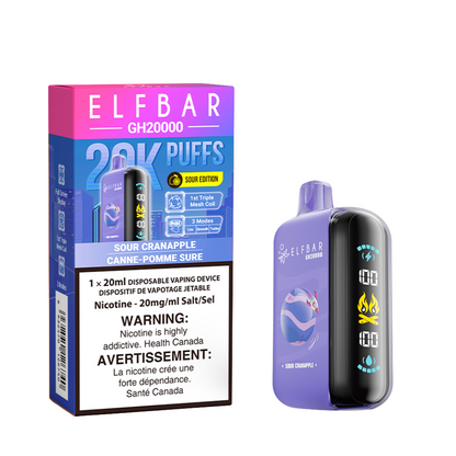 Elf Bar GH20K Disposable Vape, Strazzy Cherry flavour with sweet strawberries and juicy cherries, mouthwatering vape experience, tailored for Ontario and Quebec customers.