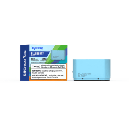 Z-Colors (Zpods) 15K Pods, Blue Razz Ice flavour pod with adjustable wattage and 4ml capacity, compatible with Z-Land 15K Battery, designed for Ontario and Quebec vapers.