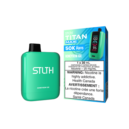 STLTH Titan MAX 50K, Honeydew Ice flavour, smooth refreshing notes with precise airflow control, high-capacity disposable vape, ideal for Ontario and Quebec vapers.
