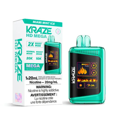 Disposable Vape Flavour: Miami Mint Ice KRAZE HD mega | Supa Vapes - Hawkesbury, Ottawa & Ontario Vape Shop