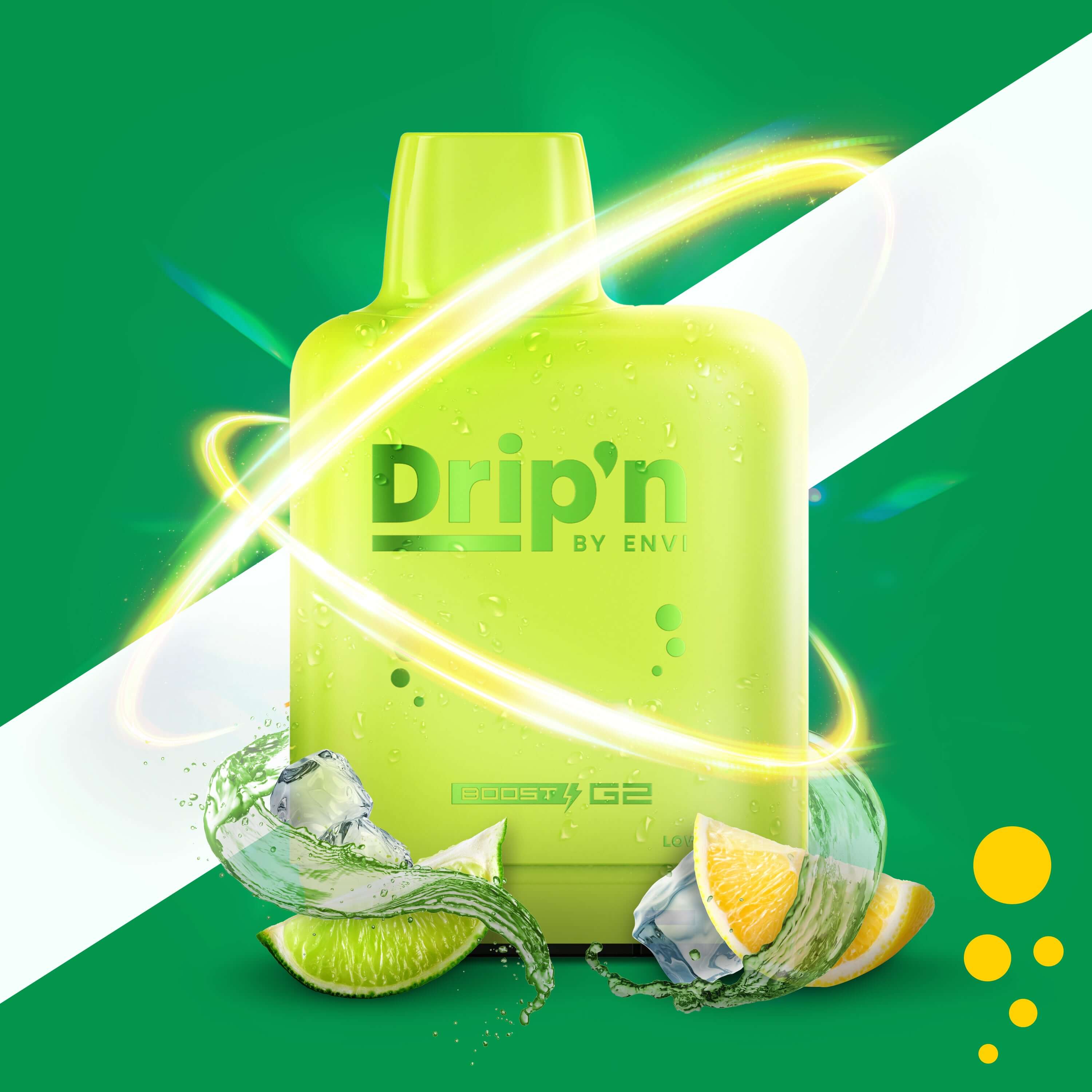 DRIP'N Level X Boost 25K, Canada D Ice flavour, smooth throat hit, 25,000 puffs, refreshing menthol vape, ideal for Ontario and Quebec vapers.