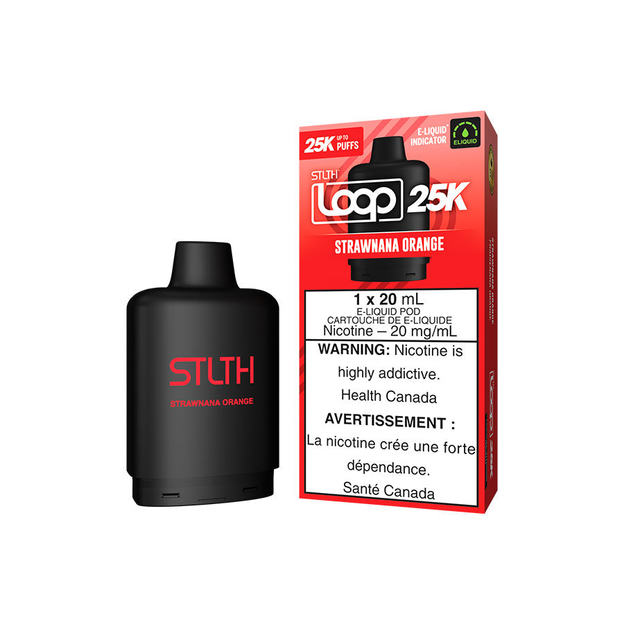 STLTH Loop 25K, Peach Watermelon Ice flavour, rechargeable vape device offering 25,000 puffs with bold smooth hits, designed for Ontario and Quebec vapers.