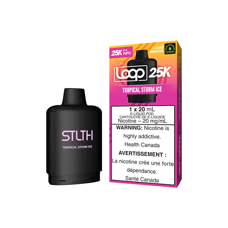 STLTH Loop 25K, Pineapple Orange Cherry flavour, rechargeable vape device delivering up to 25,000 puffs, bold and smooth vaping experience, designed for Ontario and Quebec vapers.