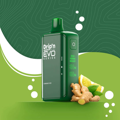 DRIP'N Evo 28K, Hawaiian Storm Ice flavour vape with customizable nicotine levels, smooth and refreshing vaping experience, designed for Ontario and Quebec users.