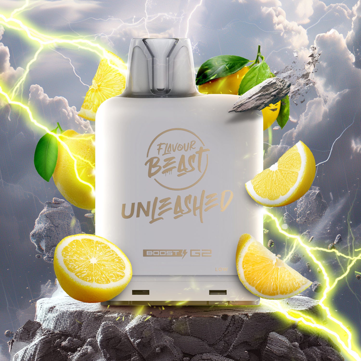 Flavour Beast Level X Unleashed Boost G2 Pod 25K, Craving Lemon Delight flavour pod, delivering enhanced boosted vaping experience with superior flavour intensity, designed for Ontario and Quebec customers.