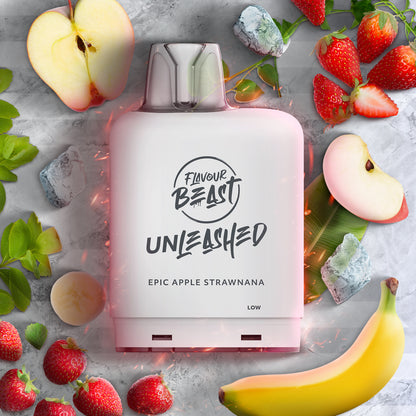 Flavour Beast Level X Unleashed Boost G2 Pod 25K, Epic Apple Peach flavour pod with Boost Mode, 25,000 puffs pre-filled vape pod, enhanced vaping experience, designed for vapers in Ontario and Quebec.
