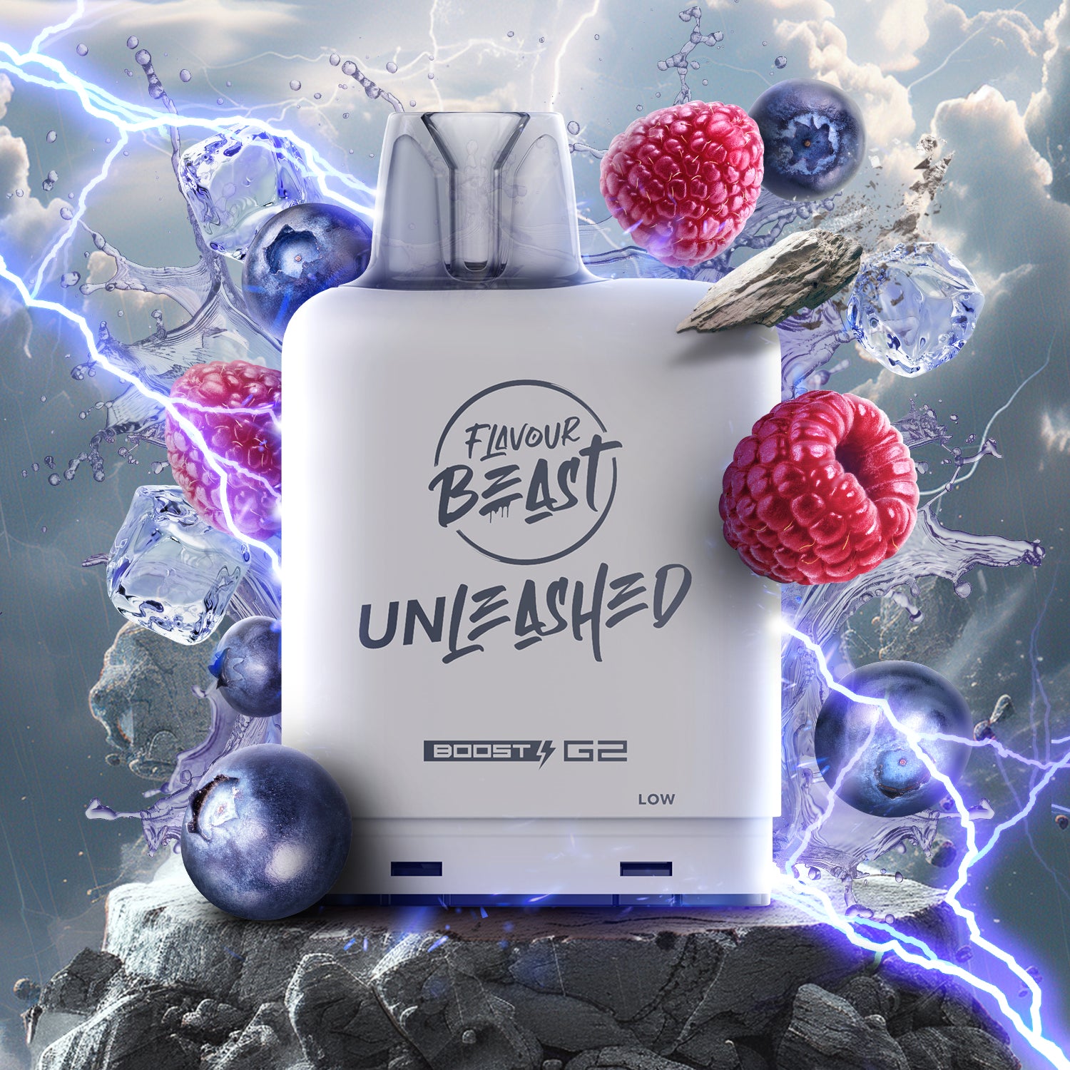 Flavour Beast Level X Unleashed Boost G2 Pod, Epic Peppermint Ice flavour, advanced Boost mode with 2X boosted flavour and powerful 23W performance, 25,000 puffs, designed for Ontario and Quebec vapers.
