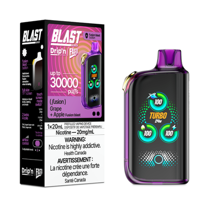 DRIP'N vape fasta blast 30K Strawberry Kiwi Ice – premium disposable vape pod with icy ejuice flavor, popular in Hawkesbury, Ottawa, and across Ontario.