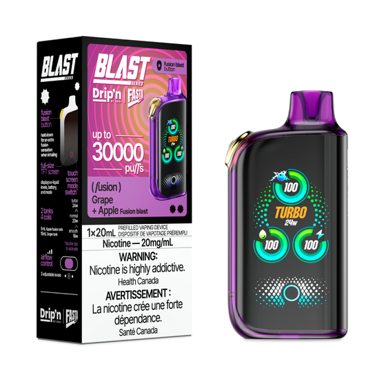 DRIP'N vape fasta blast 30K Strawberry Kiwi Ice – premium disposable vape pod with icy ejuice flavor, popular in Hawkesbury, Ottawa, and across Ontario.