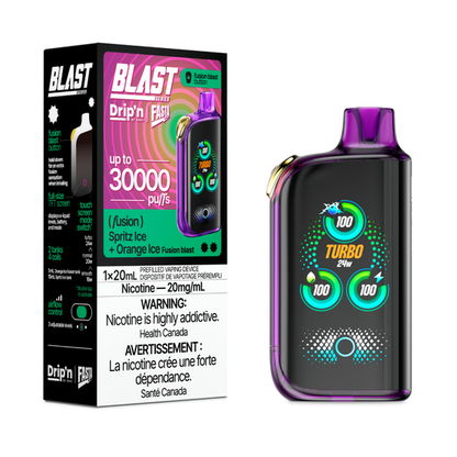 DRIP'N vape fasta blast 30K (Sour) Grape Ice – premium disposable vape pod with icy ejuice flavor, popular in Hawkesbury, Ottawa, and across Ontario.