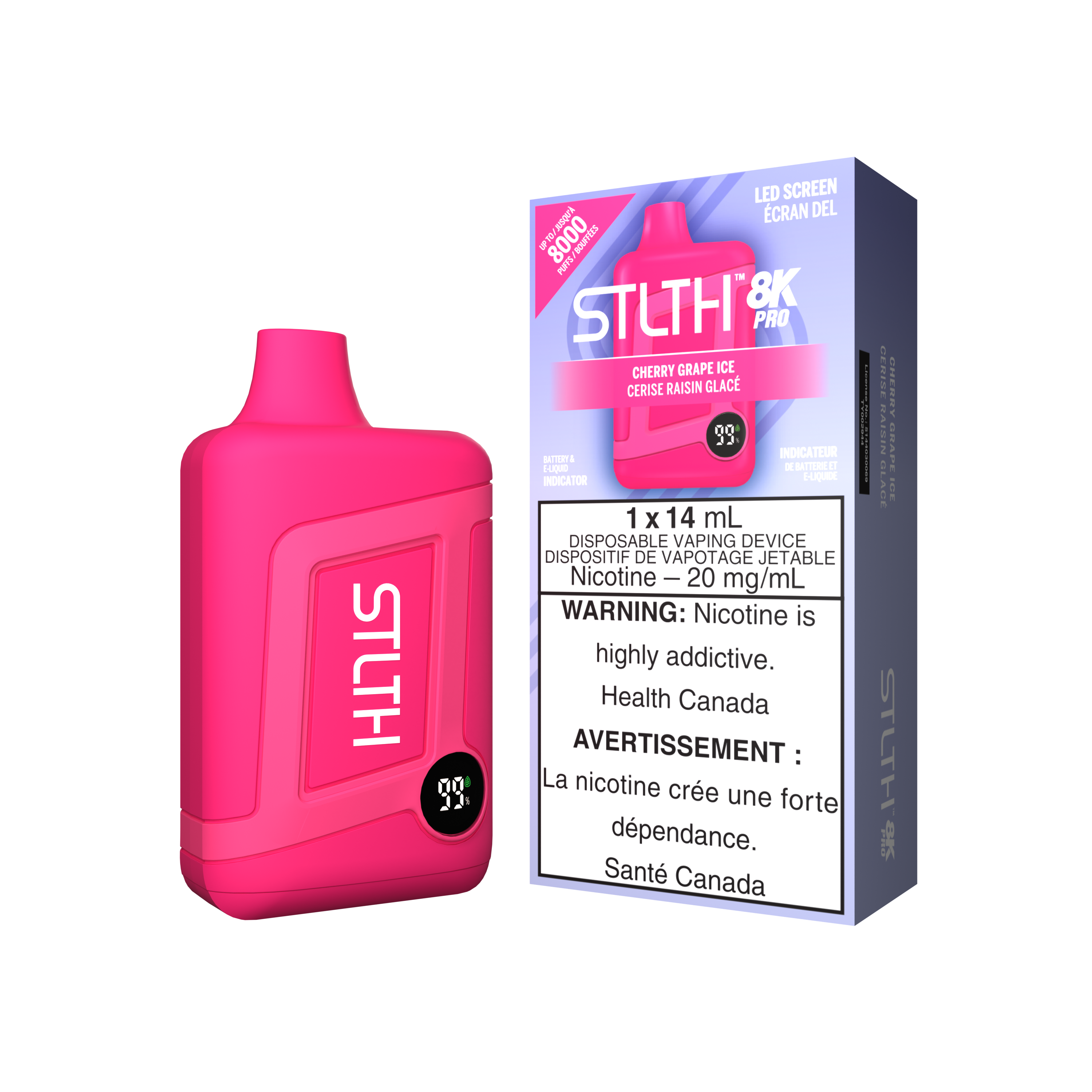 Disposable Vape STLTH 8K Pro: Cherry Grape Ice Nicotine Strength: 20mg STLTH 8K PRO | Supa Vapes - Hawkesbury, Ottawa & Ontario Vape Shop