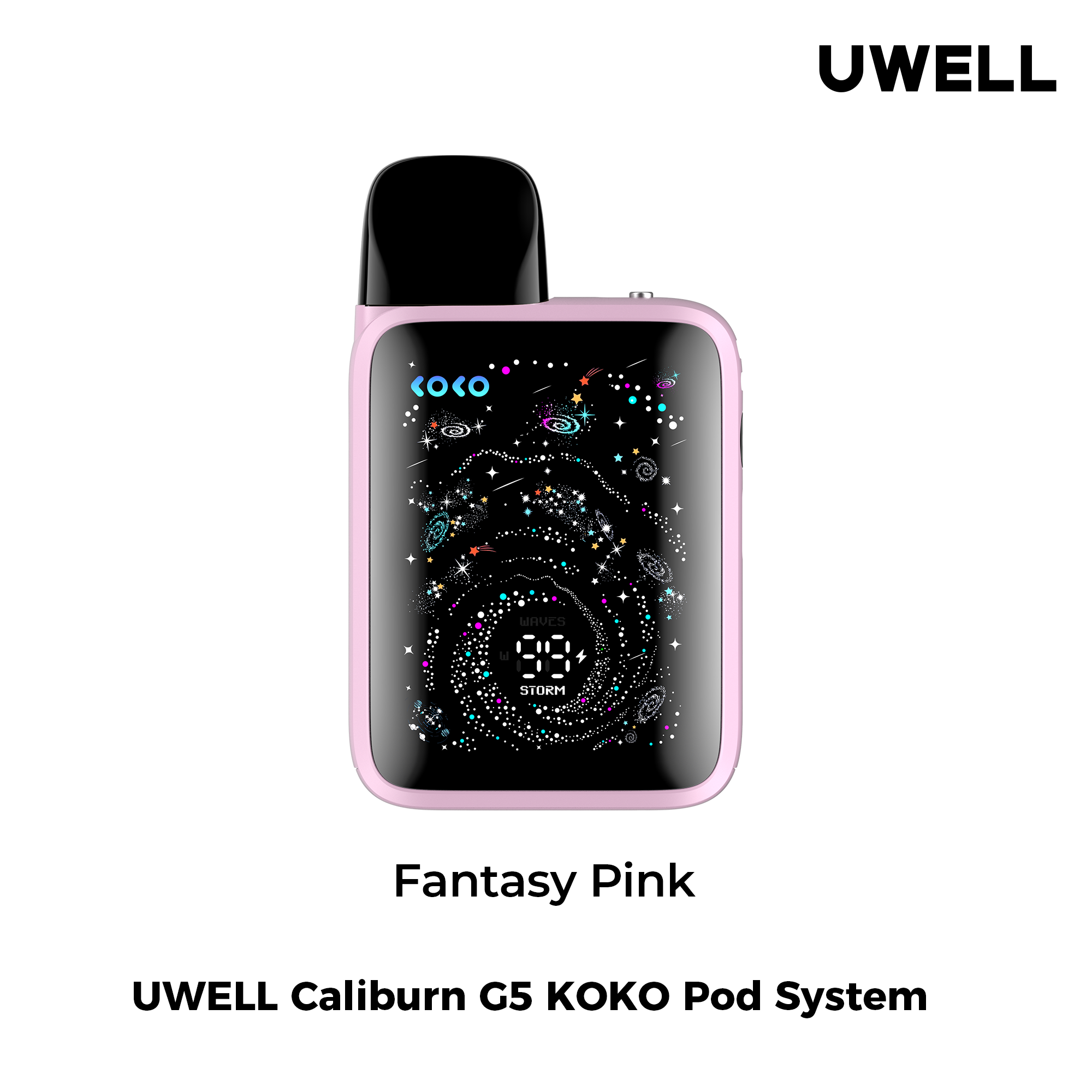 UWELL Caliburn G5 KOKO Pod System in Fantasy Pink on a white background
