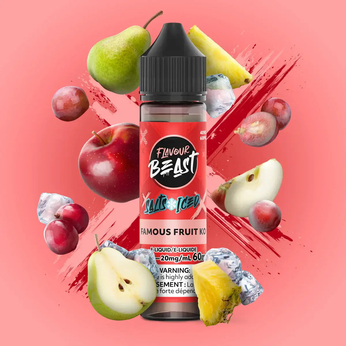 Flavour Beast E-Liquid Salt Iced 60mL, Kewl Kiwi Passionfruit Iced flavour, 20mg nicotine strength, bold and smooth vaping experience, intense satisfaction, designed for Ontario and Quebec vapers.