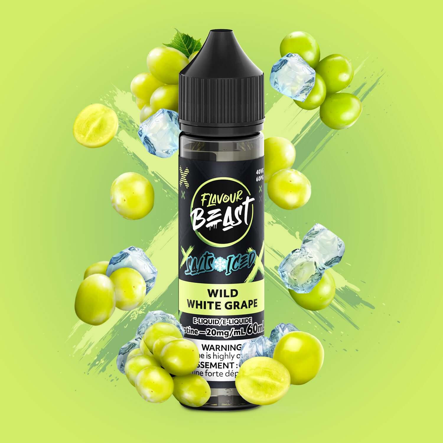 Flavour Beast E-Liquid Salt Iced 60mL, Boss Blueberry flavour with 20mg nicotine strength, rich, smooth, and bold vaping experience, ideal for Ontario and Quebec customers.