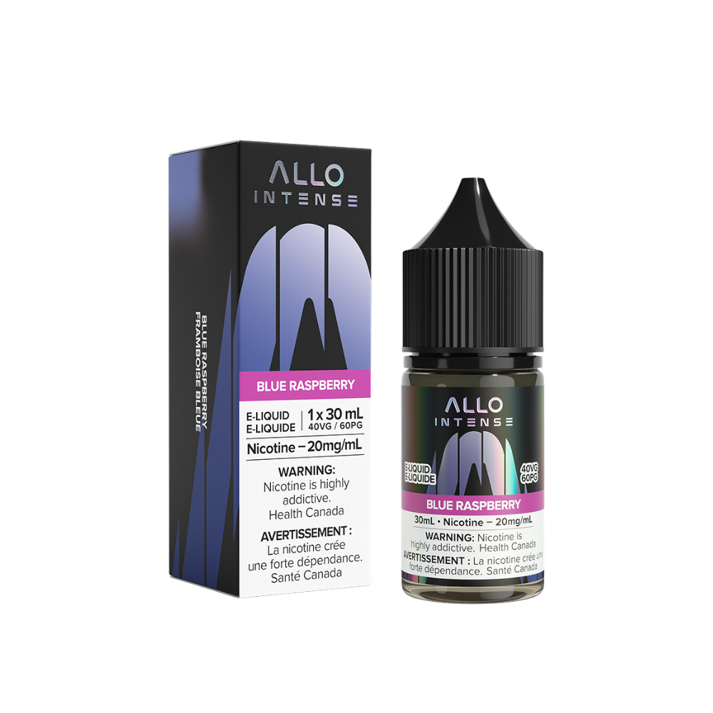Allo Intense Blue Raspberry 30mL 20mg Salt Nic E-Liquid bottle