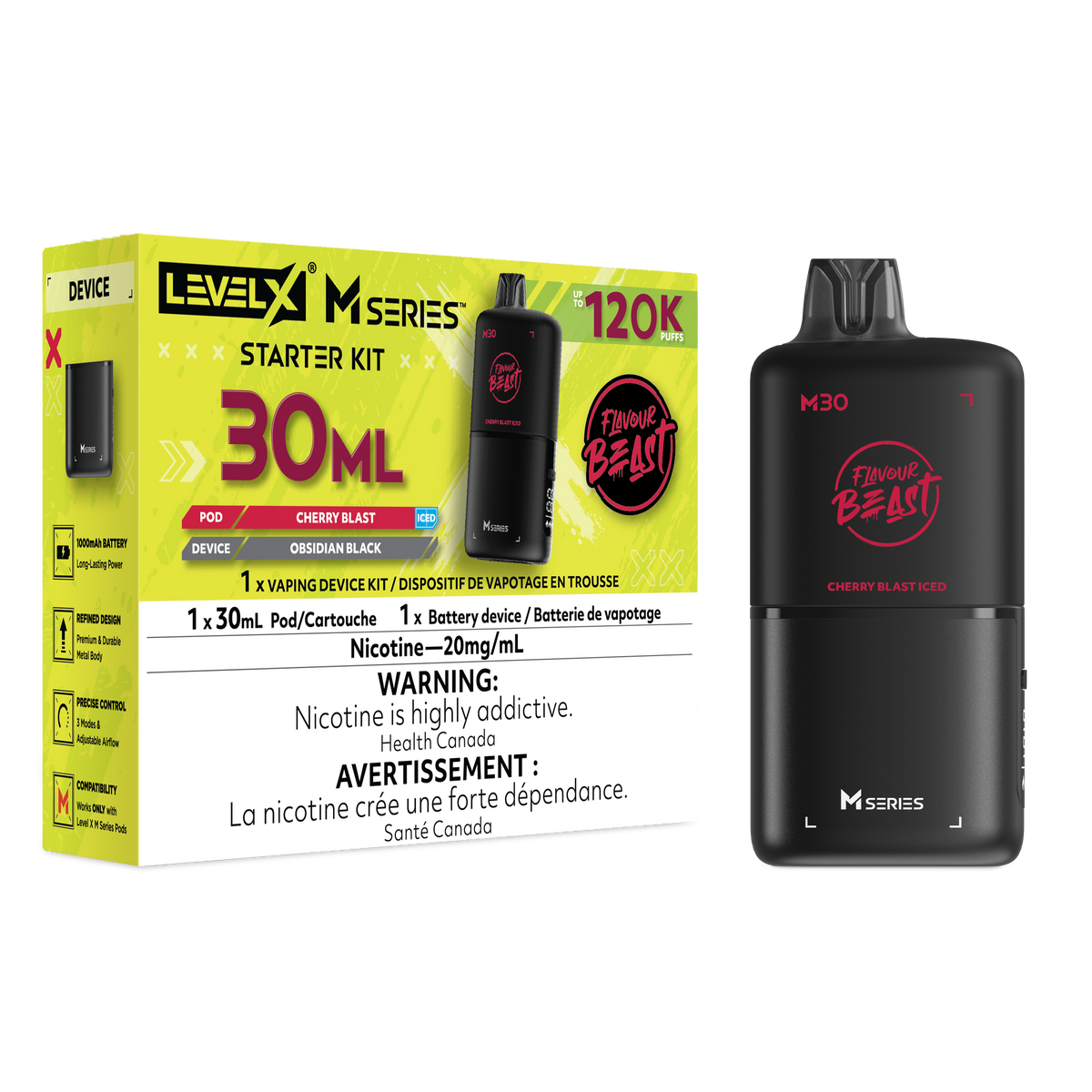 Flavour Beast Level X M Series Starter Kit 30mL Cherry Blast Iced - Supa Vapes