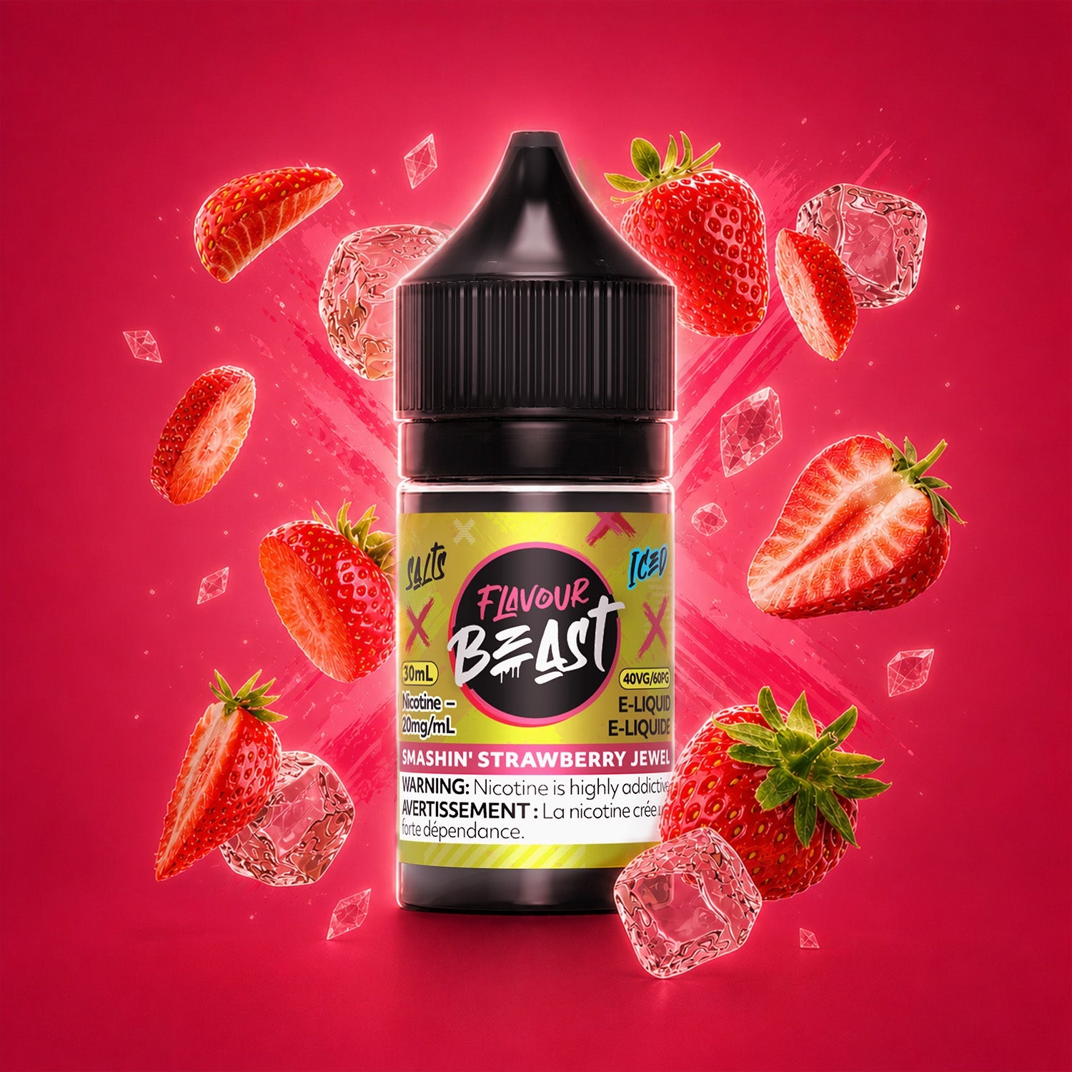 Flavour Beast E-Liquid Salt 30mL Smashin' Strawberry Jewel Iced - Supa Vapes