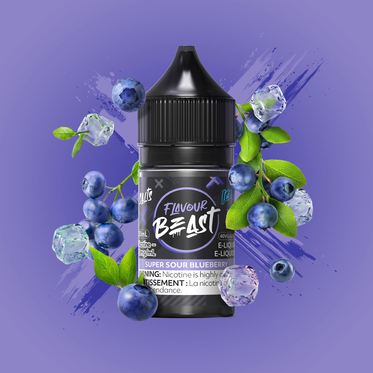 Flavour Beast E-Liquid Salt 30mL Super Sour Blueberry Iced - Supa Vapes