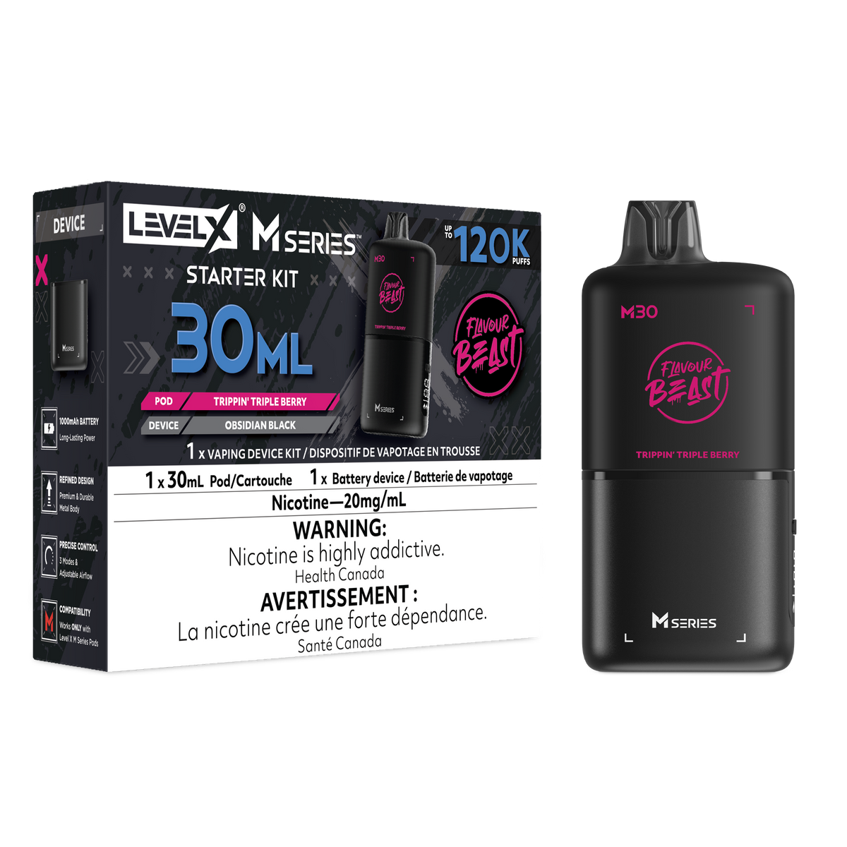 Flavour Beast Level X M Series Starter Kit 30mL Trippin' Triple Berry - Supa Vapes