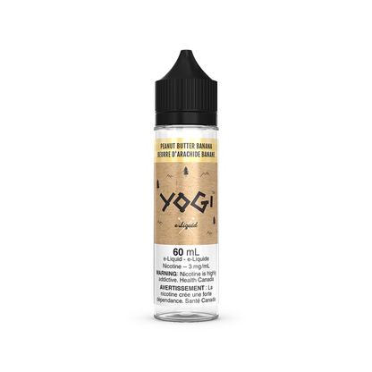 Yogi E-Liquid, Peanut Butter Banana flavour, 3mg nicotine strength, rich creamy vape experience, ideal for vapers in Ontario and Quebec.
