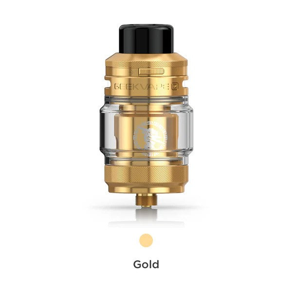 GEEKVAPE Z Sub-Ohm SE tank, Gold finish, sub-ohm vaping device with child safety lock and durable long-lasting coils, designed for Ontario and Quebec vapers.