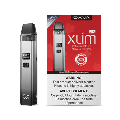 OXVA Xlim pod system, Shiny Gunmetal color, adjustable wattage, 900mAh battery, versatile and long-lasting vape device, ideal for Ontario and Quebec vapers.