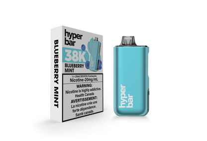 Hyperbar BE38000 disposable vape, Sakura Grape flavor, 38,000 puffs, rechargeable battery with smart LED display, sleek design, premium convenience and flavor for Ontario and Quebec vapers.