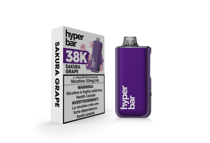 Hyperbar BE38000, Blueberry Mint flavour vape, advanced dual mesh coil technology, rich and refreshing smooth flavour and vapor production, ideal for Ontario and Quebec vapers.