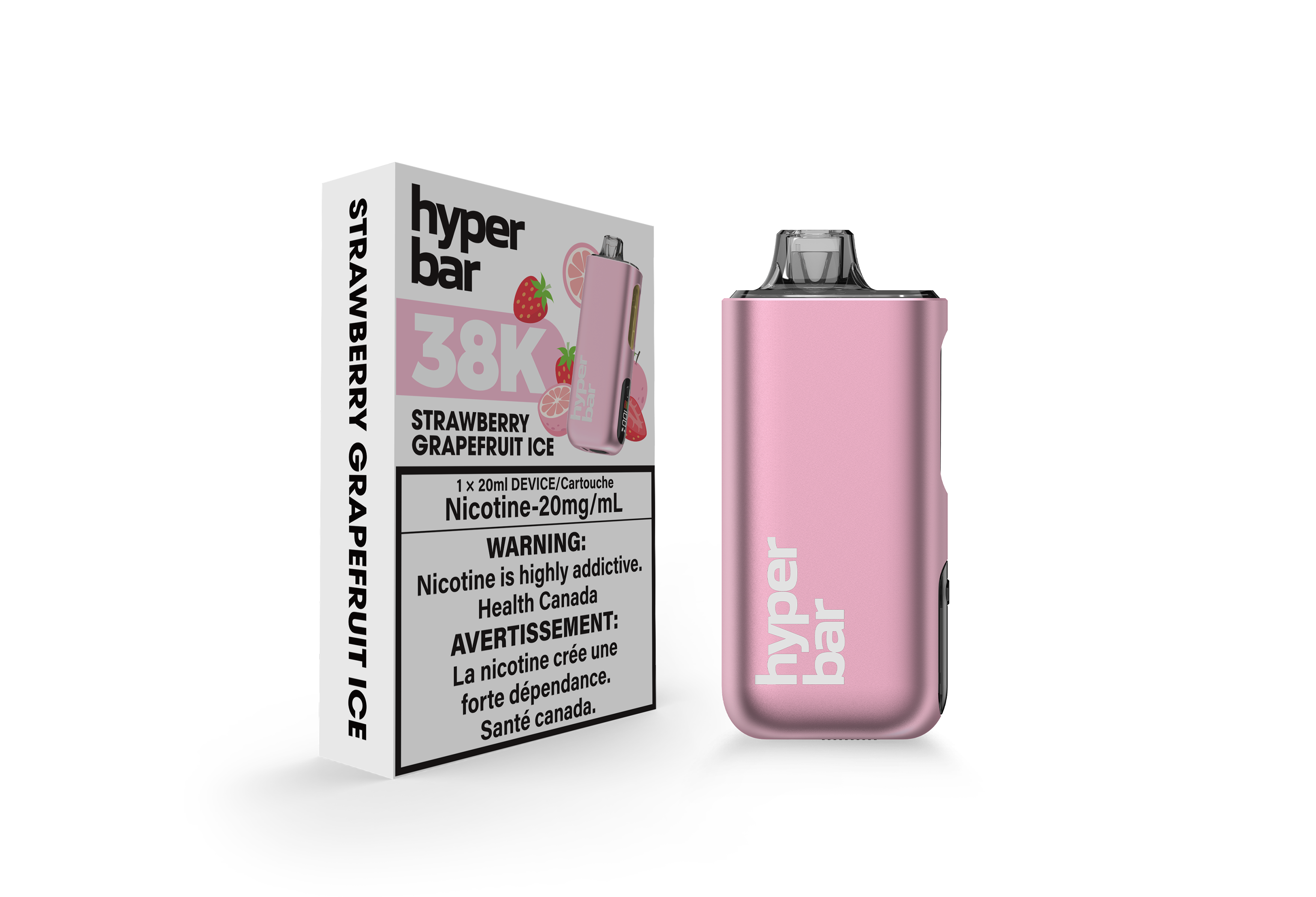 Hyperbar BE38000, Blue Razz flavour, 38,000 puffs capacity, rechargeable battery with adjustable power modes, ideal for Ontario and Quebec vapers.