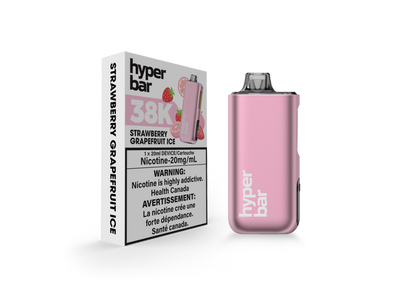 Hyperbar BE38000, Blue Razz flavour, 38,000 puffs capacity, rechargeable battery with adjustable power modes, ideal for Ontario and Quebec vapers.