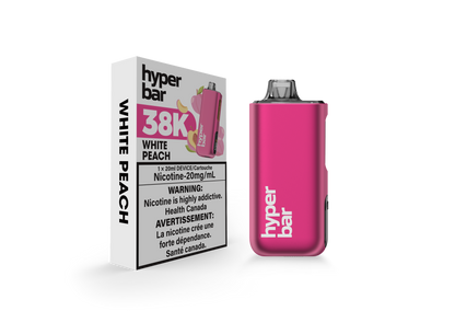 Hyperbar BE38000 disposable vape, Banana CC Ice flavour, rechargeable 900mAh battery, delivers 38,000 puffs, premium extended-use vape, ideal for Ontario and Quebec vapers.