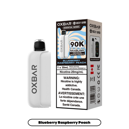 OXBAR 90K vape prerfilled pod device and packaging on a white background