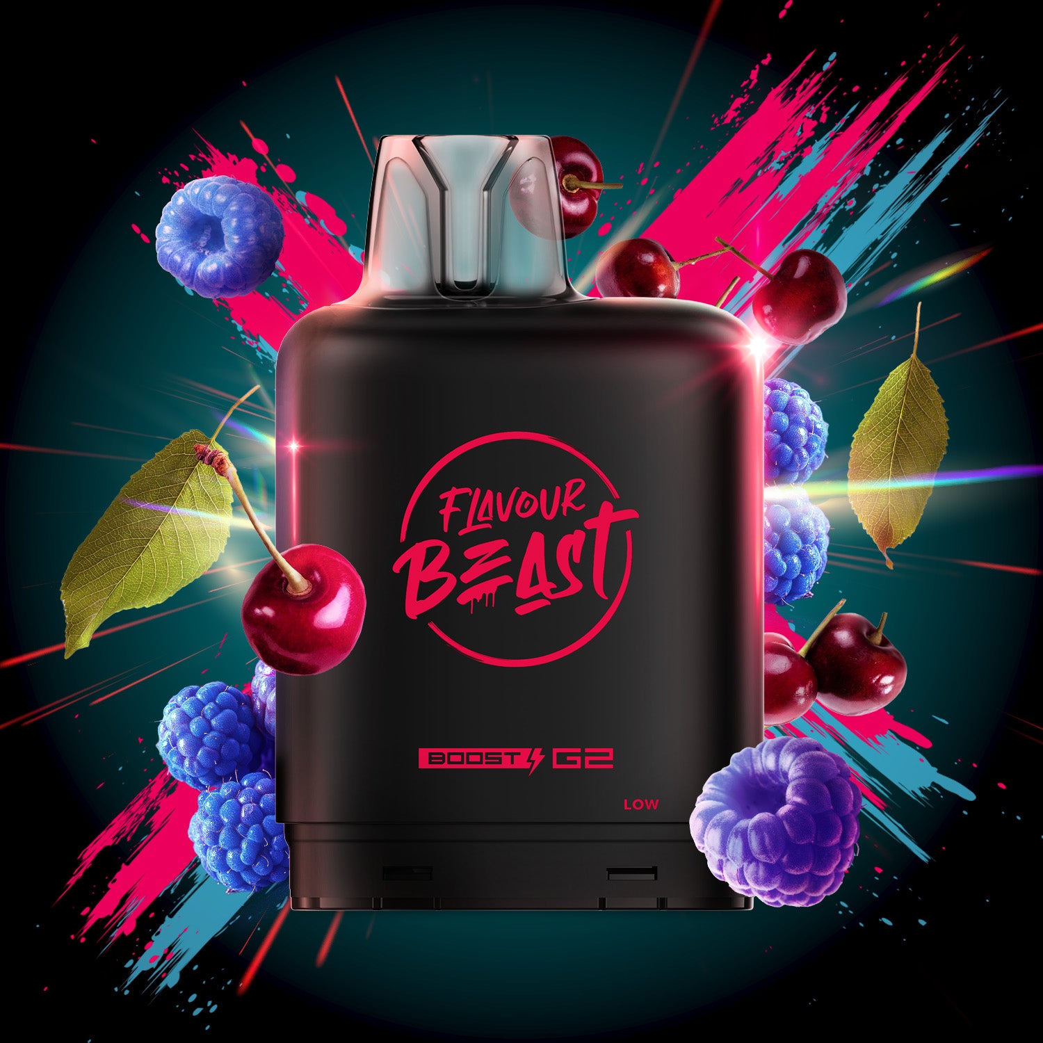 Flavour Beast Level X Boost 25K, Trippin Triple Berry flavour, premium hybrid vape pod with 25,000 puffs and 20mL juice capacity, designed for Ontario and Quebec vapers.