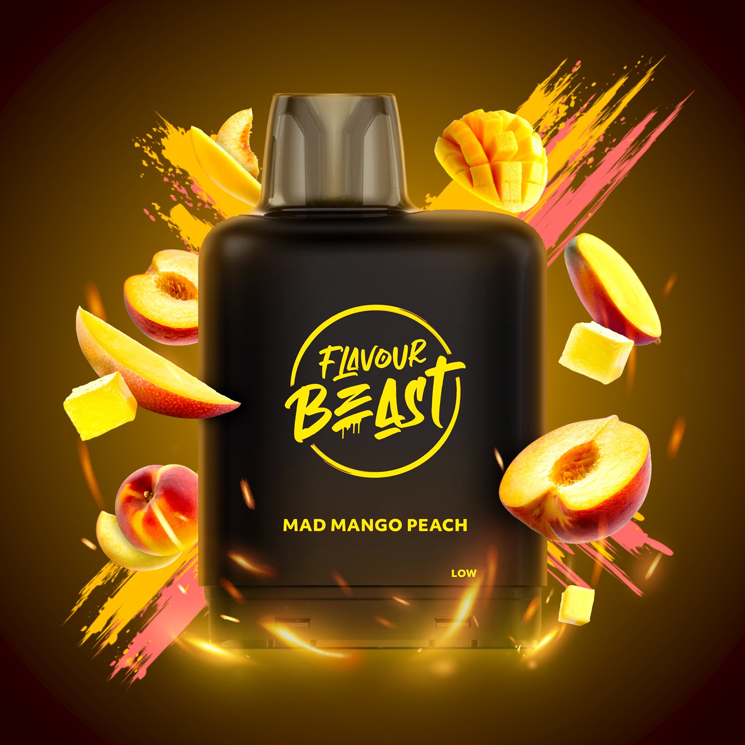 Flavour Beast Level X Boost 25K, Flippin Fruit Flash flavour, hybrid technology for unmatched longevity, designed for Ontario and Quebec vapers.