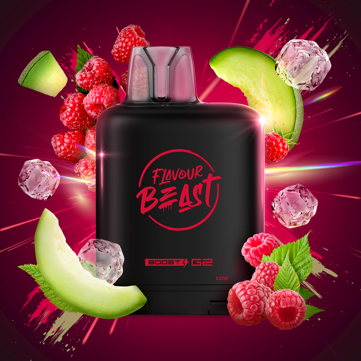 Flavour Beast Level X Boost 25K, Super Sour Blue Razz Iced flavour pod, 20mL capacity with up to 25,000 puffs, long-lasting and flavour-rich vaping experience, ideal for vapers in Ontario and Quebec.