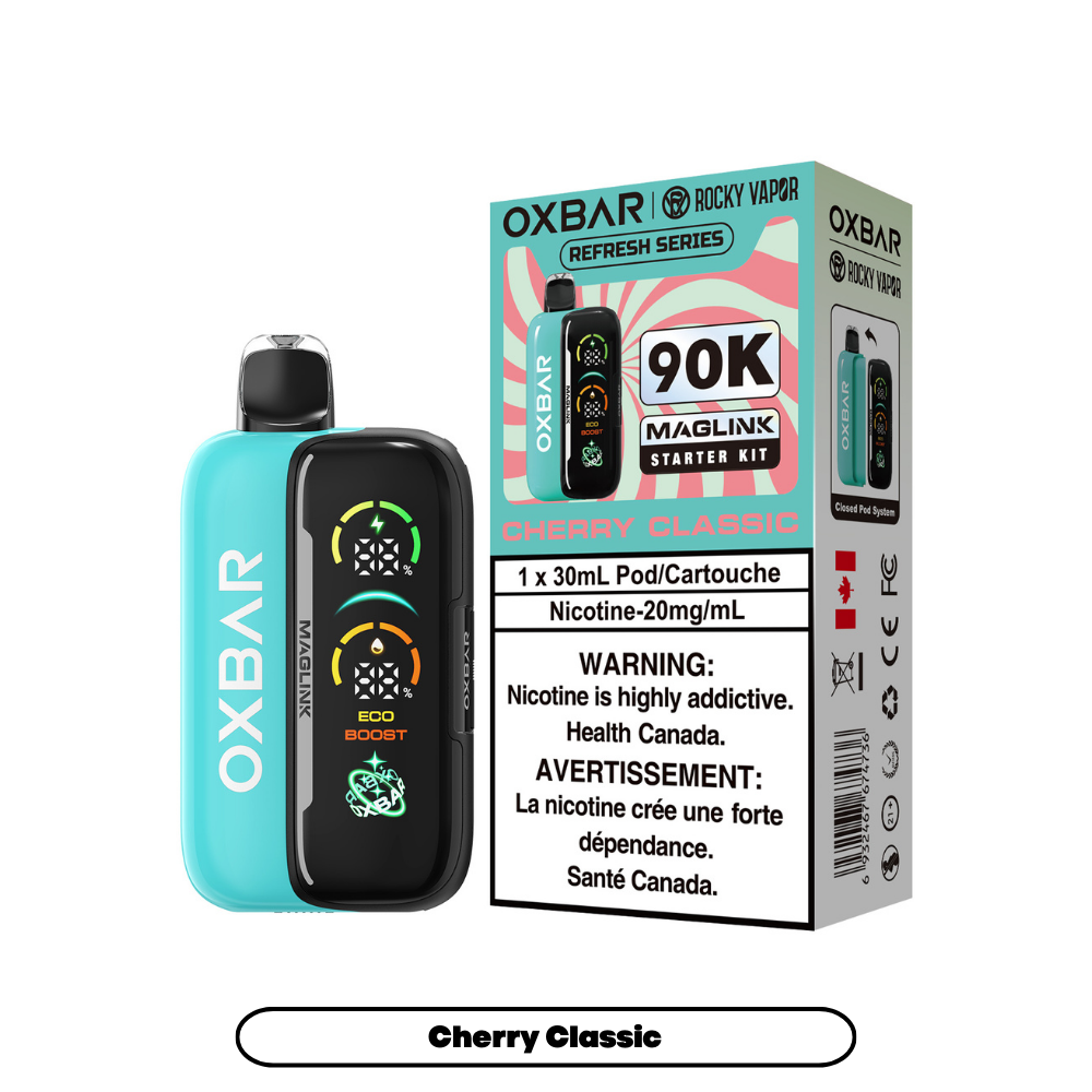 Rocky Vapor Oxbar Megalink Cherry Classic 90K on White Background