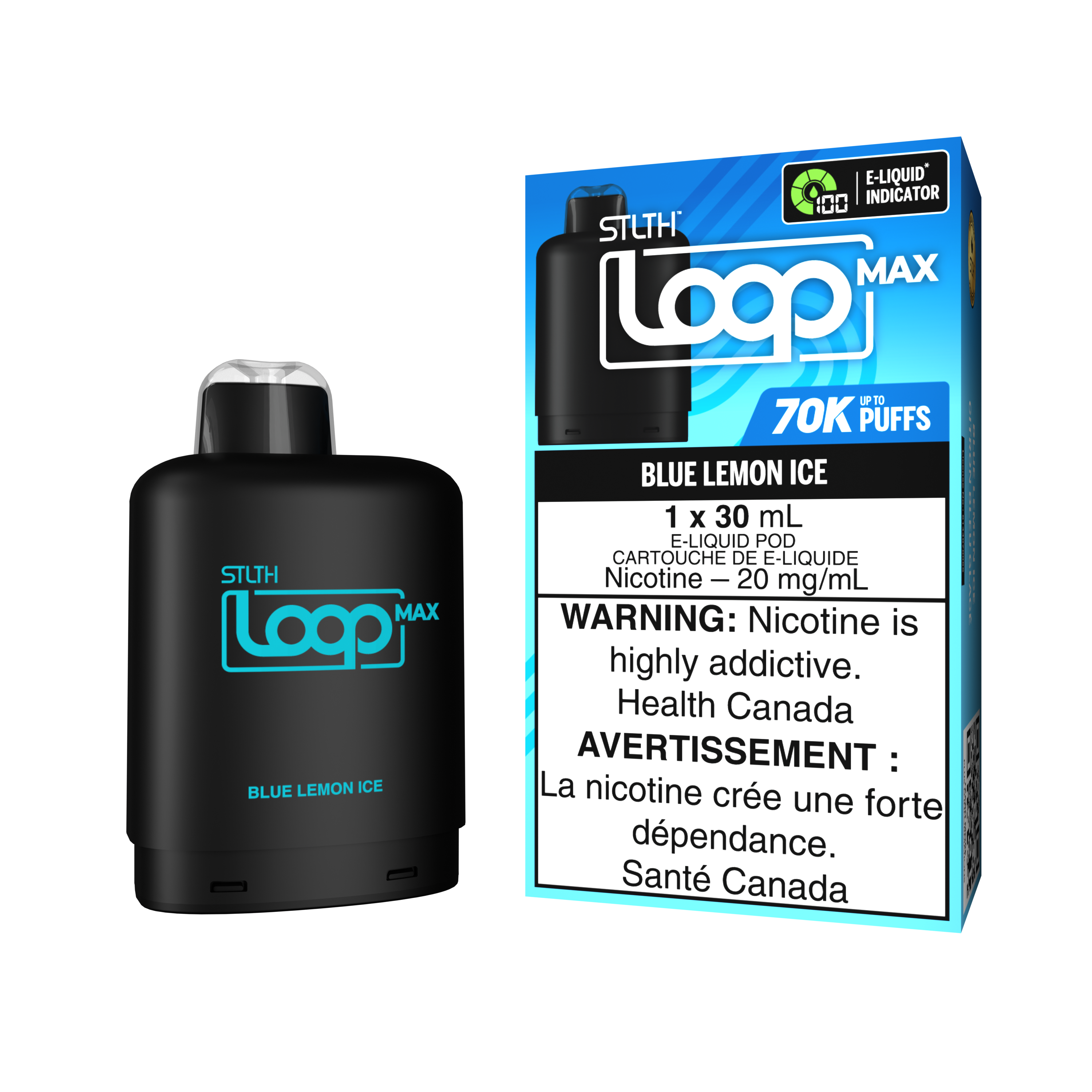 STLTH Loop MAX 70K rechargeable vape — Blue Lemon Ice flavour | Supa Vapes Canada