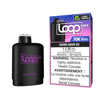 STLTH Loop MAX 70K rechargeable vape — Cherry Grape Ice flavour | Supa Vapes Canada