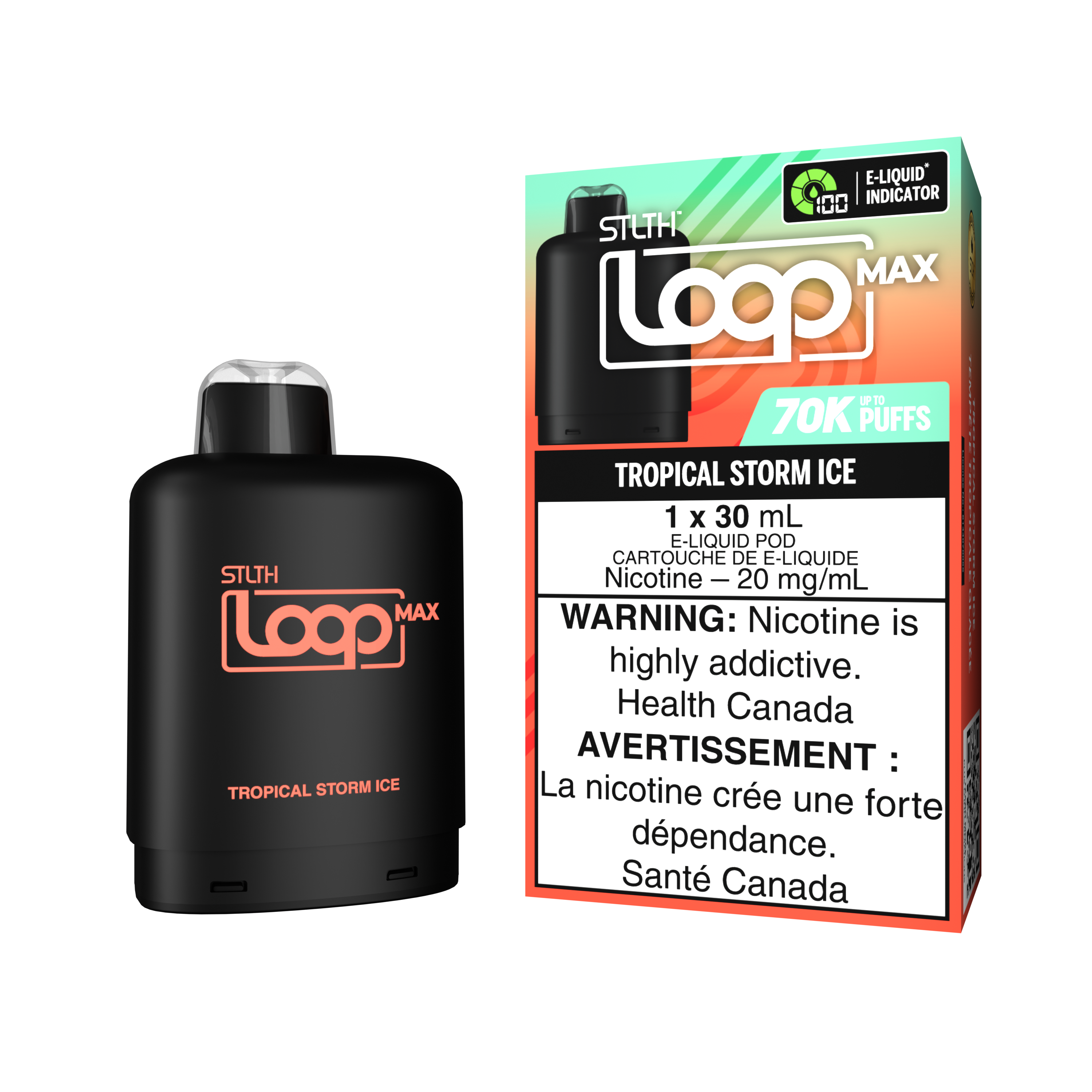 STLTH Loop MAX 70K rechargeable vape — Tropical Storm Ice flavour | Supa Vapes Canada