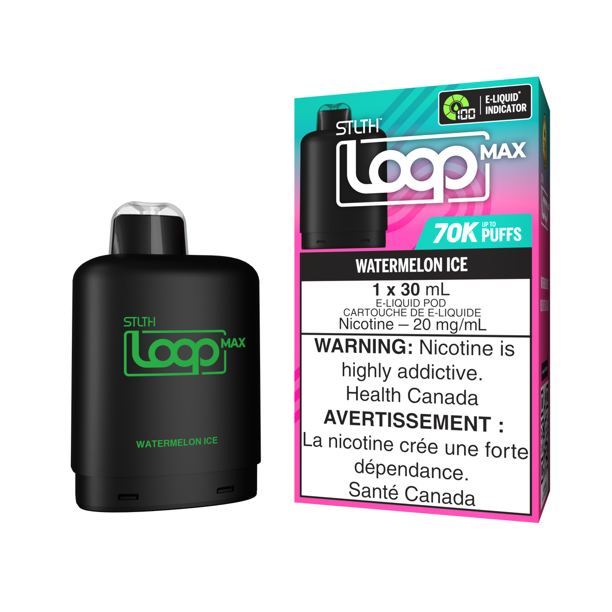 STLTH Loop MAX 70K rechargeable vape — Watermelon Ice flavour | Supa Vapes Canada
