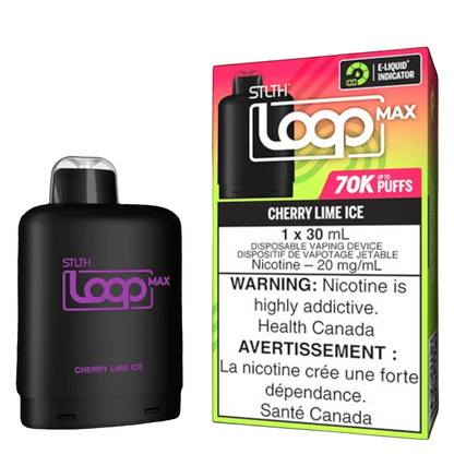 STLTH Loop MAX, Cherry Lime Ice flavour, refreshing citrus and berry notes with smooth nicotine delivery, premium vaping device ideal for Ontario and Quebec vapers.