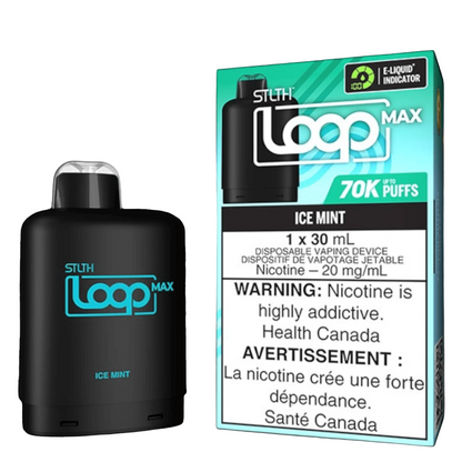 STLTH Loop MAX, Ice Mint flavour, refreshing menthol vape experience, optimized for long-lasting satisfaction in Ontario and Quebec.