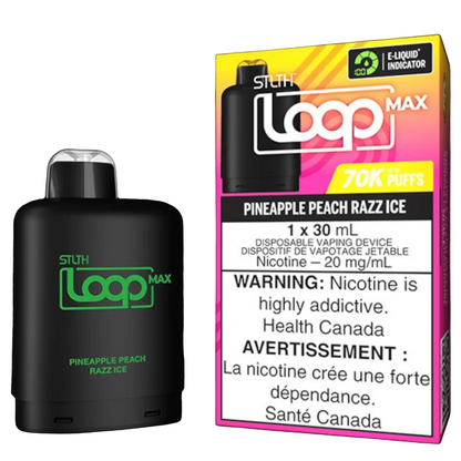 STLTH Loop MAX, Mango Pineapple Ice flavour, smooth nicotine delivery, tropical and refreshing vaping experience, ideal for Ontario and Quebec vapers.