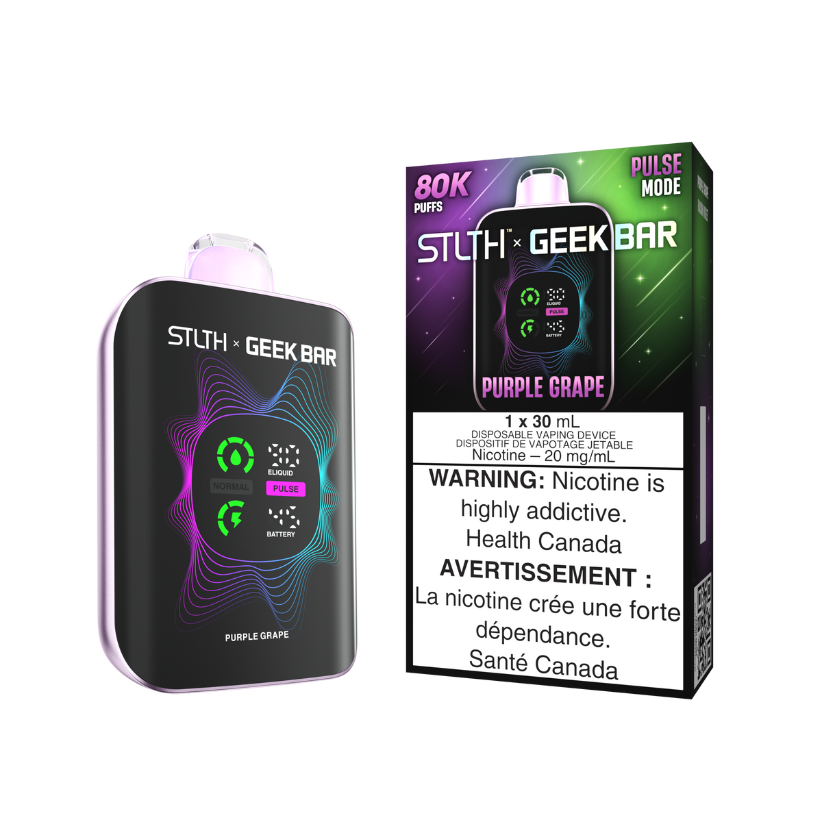 STLTH x Geek Bar 80K disposable vape — Purple Grape flavour | Supa Vapes Canada