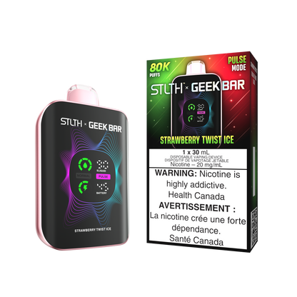 STLTH x Geek Bar 80K disposable vape — Strawberry Twist Ice flavour | Supa Vapes Canada
