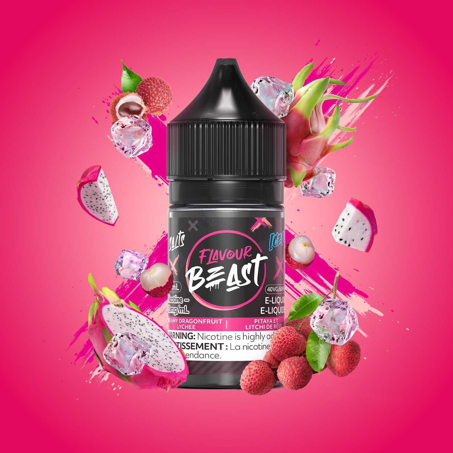Flavour Beast E-Liquid Salt (30mL), Boss Blueberry Iced flavour with 10mg nicotine, bold and intense taste e-liquid salt, tailored for Ontario and Quebec vapers.