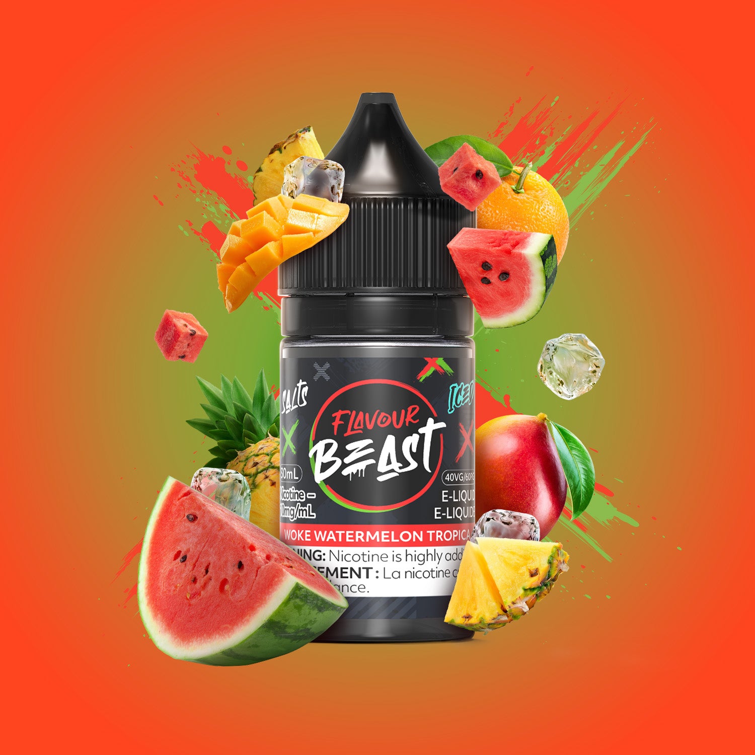 Flavour Beast E-Liquid Salt 30mL, Trippin Triple Berry flavour with 10mg nicotine salt, intense and smooth vape crafted for Ontario and Quebec vapers.