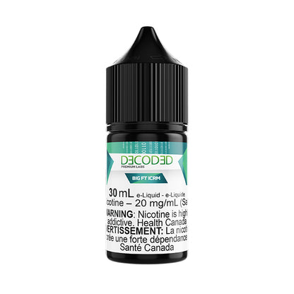 DECODED Salt Nic 30mL, Rongo flavour with 1.2% nicotine, refreshing mix of tangy strawberry citrus and crisp cucumber, smooth and satisfying vape for pod system users in Ontario and Quebec.