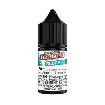 DECODED Verified Salt Nic, Bloop flavour Watermelon Kiwi Candy, 2% nicotine salt e-liquid, smooth and refreshing vape, ideal for Ontario and Quebec vapers.
