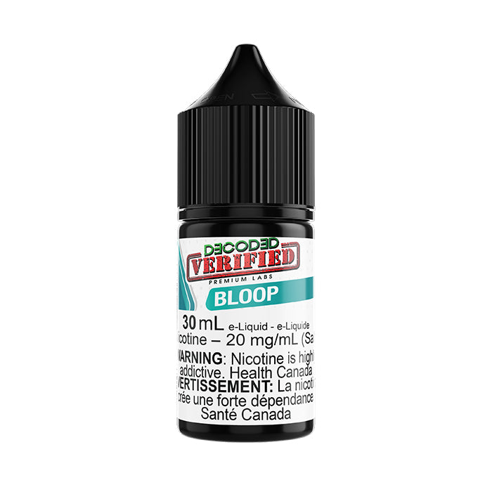 DECODED Verified Salt Nic, Bloop flavour watermelon kiwi candy vape, 1.2% nicotine strength, smooth vaping experience for Ontario and Quebec users.